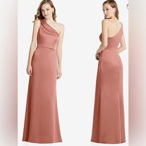 LOVELY BRIDESMAIDS DESERT ROSE ONE SHOULDER BRIDESMAID size 12R